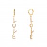 Pendientes Aro LOVE - 11+34 mm  - Circonita - Bañado Oro y Plata Rodiada