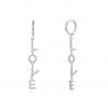 Pendientes Aro LOVE - 11+34 mm  - Circonita - Bañado Oro y Plata Rodiada