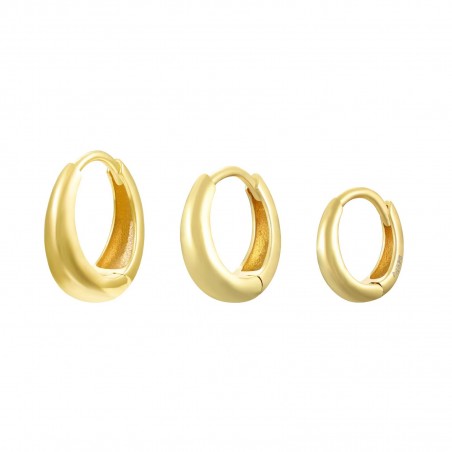 Pendientes Aro Oval - 10mm 12mm y 14mm - Bañado Oro y Plata Rodiada