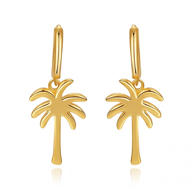 Pendientes Aro Palmera - 11+18 mm - Plata Bañado Oro y Plata Rodiada