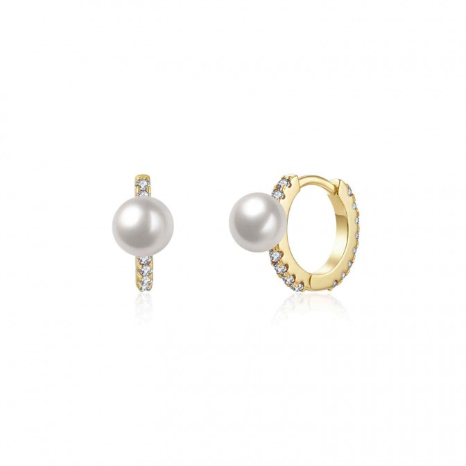 Pendientes Aro Perla Circonita 11mm