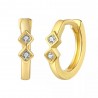 Pendientes Aro Rombo - Circonita  Blanca - 11 mm - Bañado Oro y Plata Rodiada