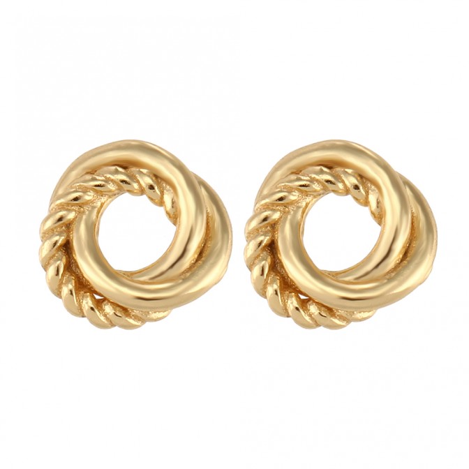 Pendientes Aro Triple - 7,5 mm - Bañado Oro y Plata Rodiada