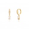 Pendientes Baguette Circonita - 12 + 6 mm -  Bañada Oro Y Plata Rodiada