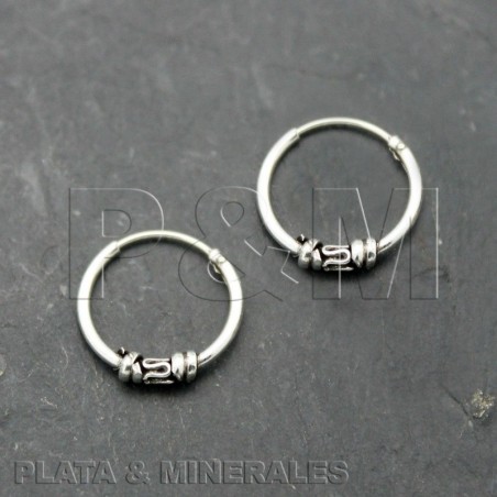 Pendientes Bali - Aros Bali 12mm - 5uds - Plata