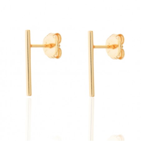 Pendientes Barra - 15 mm - Bañado Oro y Plata Rodiada