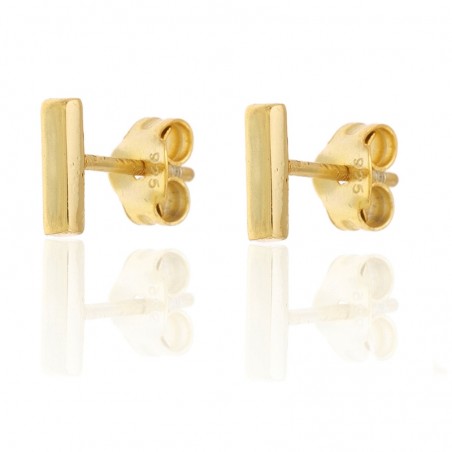 Pendientes Barra - 7 mm - Bañado Oro y Plata Rodiada