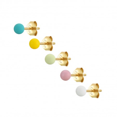 Pendientes Bola - Enamel - 4 mm - Bañado Oro