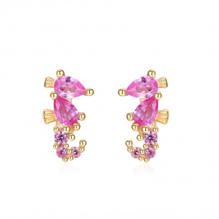 Pendientes Caballo de mar - 8 mm - Circonita - Bañado Oro Pendientes Caballo de mar - 8 mm - Circonita - Bañado Oro