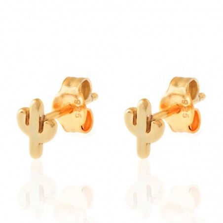 Pendientes Cactus - 6 mm - Bañado Oro y Plata Rodiada