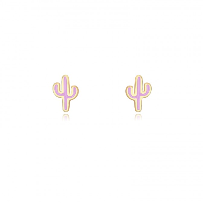 Pendientes Cactus - Enamel - 4 * 6 mm - Bañada Oro 2