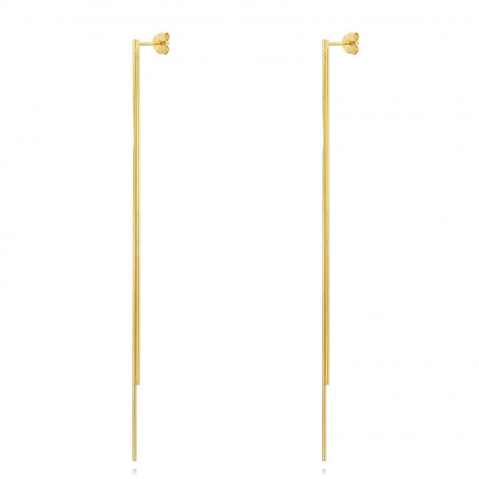 Pendientes Cadena - 10,5 cm - Bañada Oro y Plata Rodiada 2