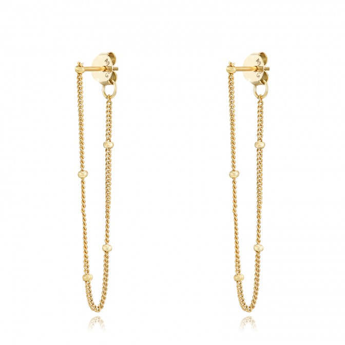 Pendientes Cadena - 40 mm - Bañado Oro y Plata Rodiada