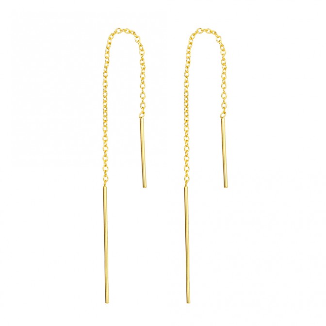 Pendientes Cadena Barra - 95 mm - Bañado Oro y Plata Rodiada