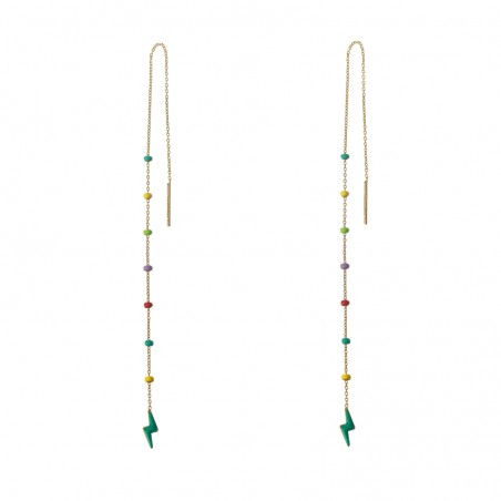 Pendientes Cadena Rayo - 16 cm - Enamel Multi - Bañado Oro y Plata Rodiada