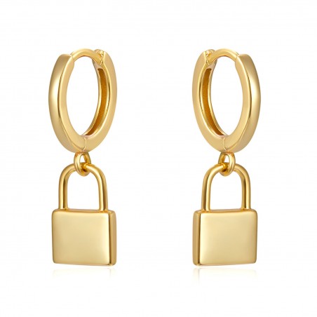 Pendientes Candado - 11*7 mm - Baño en Oro de 18k y Plata Rodiada