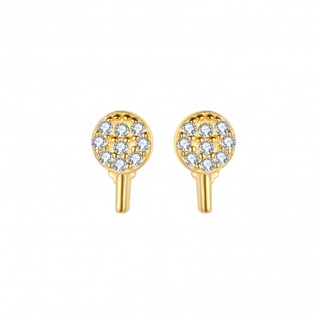 Pendientes Chupete - Circonita - 7*4,5mm - Plata Bañado Oro y Plata Rodiada