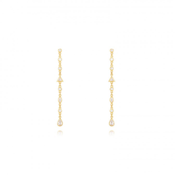 Pendientes Circonita - 14cm - Bañado Oro y Plata Rodiada