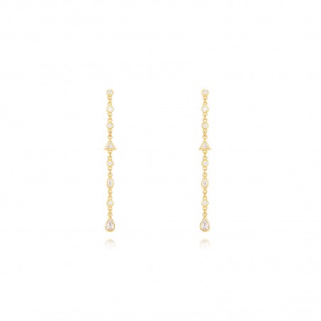 Pendientes Circonita - 14cm - Bañado Oro y Plata Rodiada