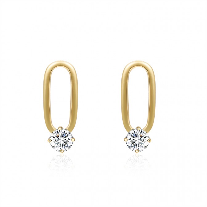 Pendientes Circonita - 15 mm - Bañado Oro y Plata Rodiada