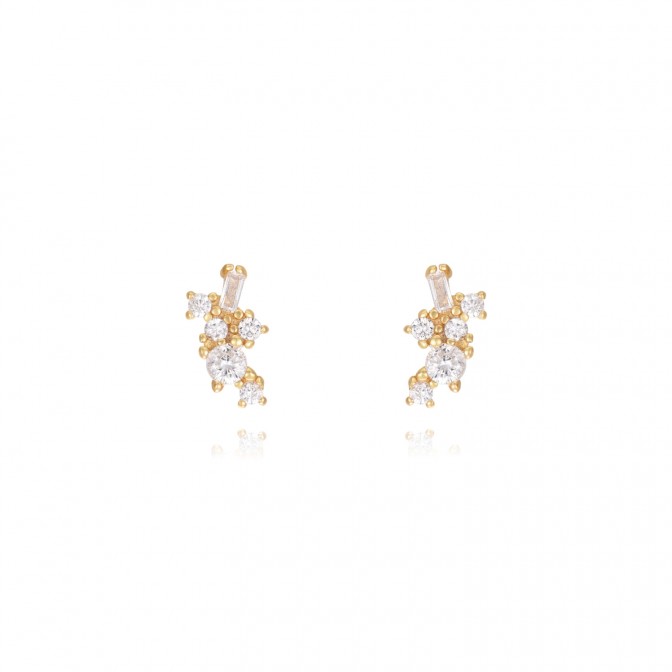 Pendientes Circonita - 8 * 4 mm - Bañado Oro y Plata Rodiada