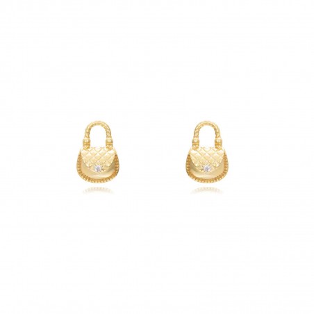 Pendientes Circonita - Bolsa 9,5*6,5mm - Bañado Oro y Plata Rodiada