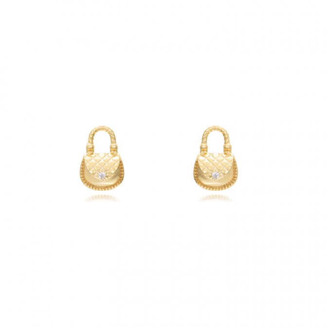 Pendientes Circonita - Bolsa 9,5*6,5mm - Bañado Oro y Plata Rodiada 2