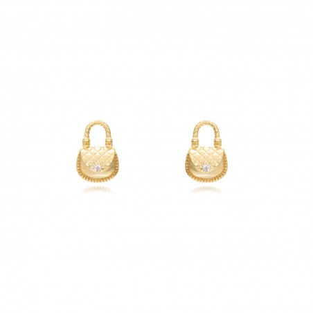Pendientes Circonita - Bolsa 9,5*6,5mm - Bañado Oro y Plata Rodiada