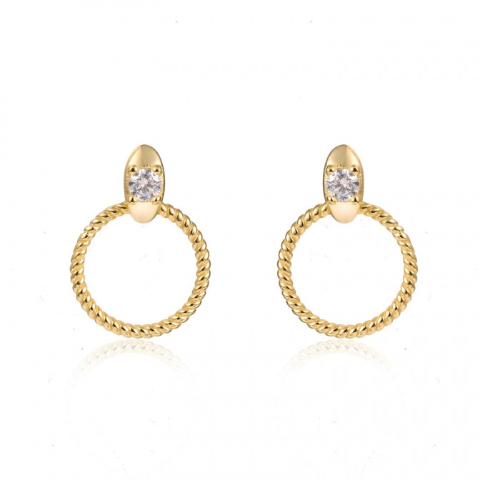 Pendientes Circonita - Circle 15*11 mm - Bañado Oro y Plata Rodiada