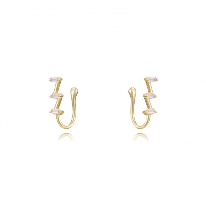 Pendientes Circonita - Circonita - Earcuff 14,5 - Bañado Oro y Plata Rodiada