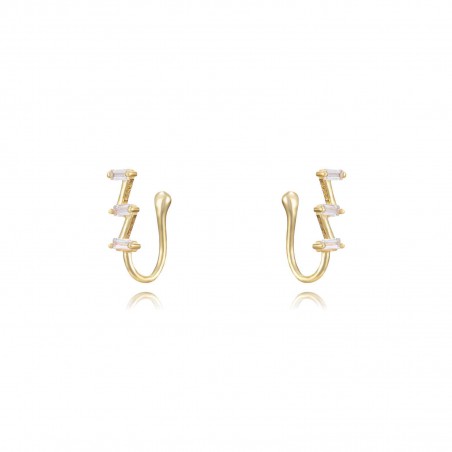 Pendientes Circonita - Circonita - Earcuff 14,5 - Bañado Oro y Plata Rodiada