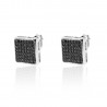 Pendientes Cuadrado - Circonita Negra - 10 mm - Plata Rodiada