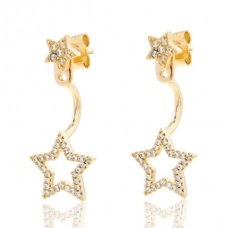 Pendientes Circonita - Ear Jacket Estrella - Plata Baño en Oro