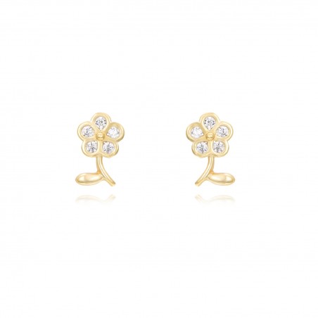 Pendientes Circonita - Flor 8*5,5mm - Bañado Oro y Plata Rodiada Pendientes Circonita - Flor 8*5,5mm - Bañado Oro y Plata Rodiada