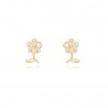 Pendientes Circonita - Flor  8*5,5mm - Bañado Oro y Plata Rodiada