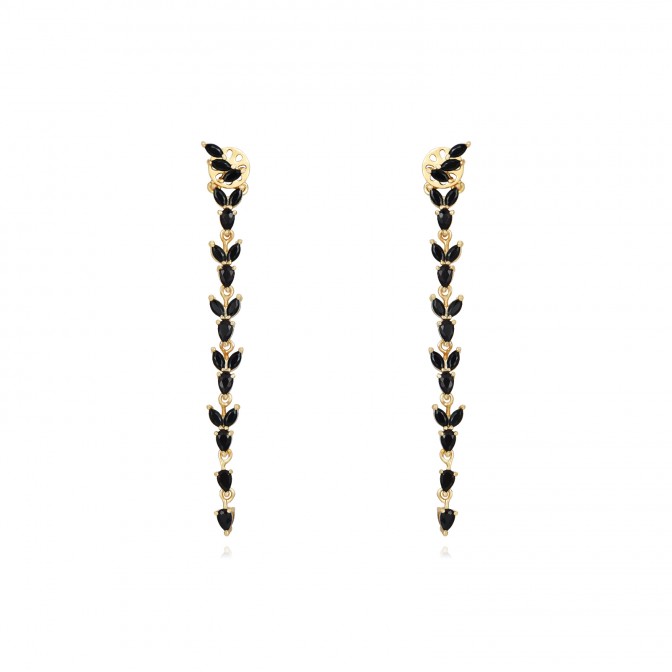 Pendientes Circonita - Flor Largo Marquesa - 50 mm - Bañado Oro