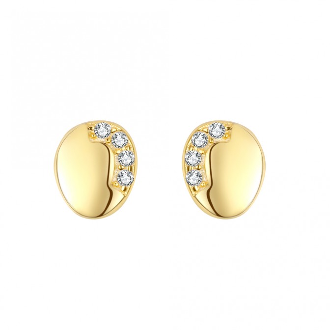 Pendientes Circonita - Forma de huevo 6mm - Bañado Oro y Plata Rodiada