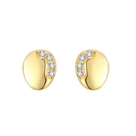 Pendientes Circonita - Forma de huevo 6mm - Bañado Oro y Plata Rodiada