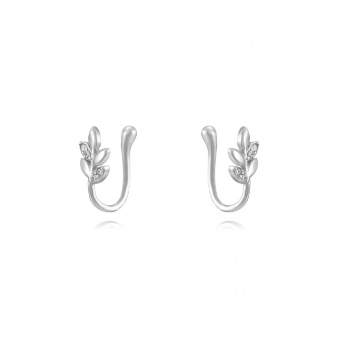 Pendientes Circonita - Hojas - Earcuff 12,5 - Bañado Oro y Plata Rodiada 2