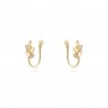 Pendientes Circonita - Hojas  - Earcuff 12,5 - Bañado Oro y Plata Rodiada