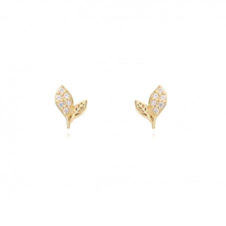 Pendientes Circonita - Hojas 5mm - Bañado Oro y Plata Rodiada Pendientes Circonita - Hojas 5mm - Bañado Oro y Plata Rodiada