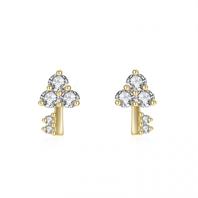 Pendientes Circonita - Llave 7*5 mm - Bañado Oro