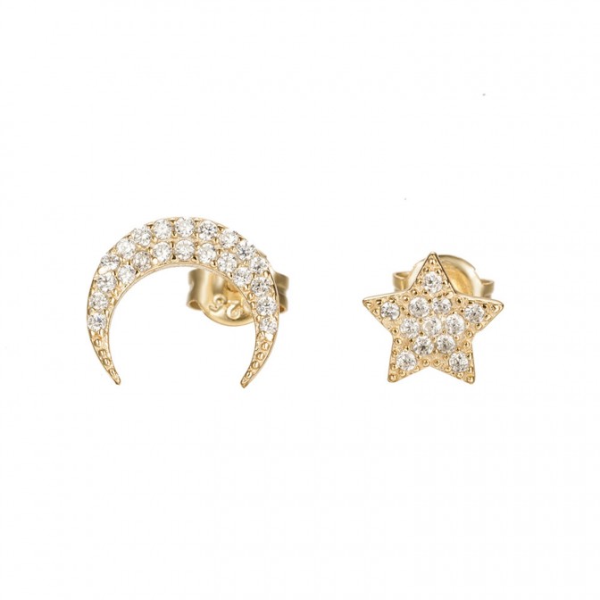 Pendientes Circonita - Luna y Estrella