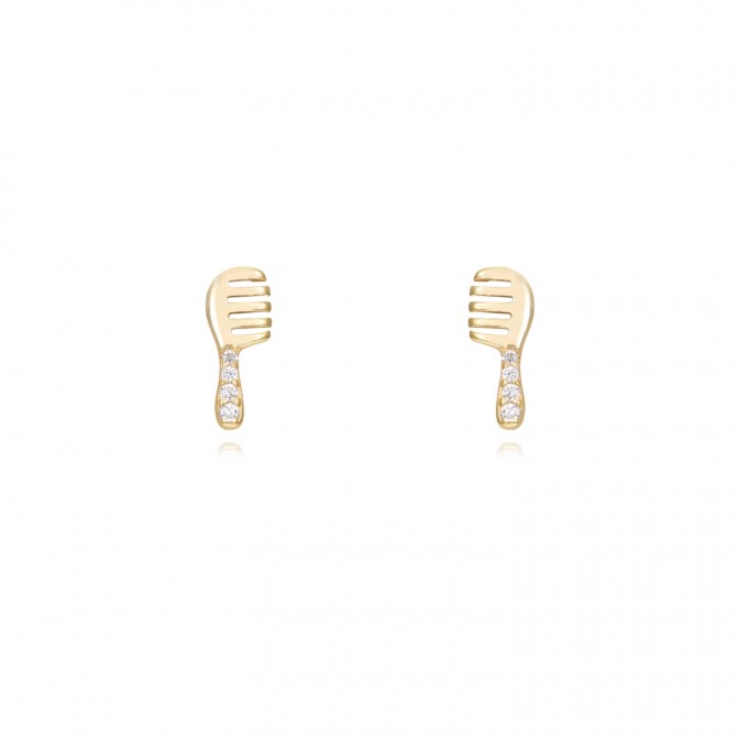 Pendientes Circonita - Peine del pelo 8,5mm - Bañado Oro y Plata Rodiada