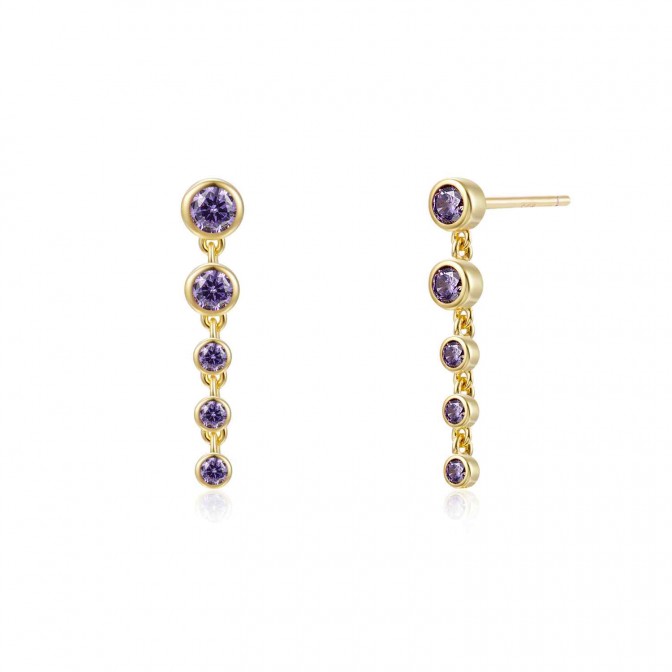 Pendientes Circonita 21*4 mm Bañado Oro