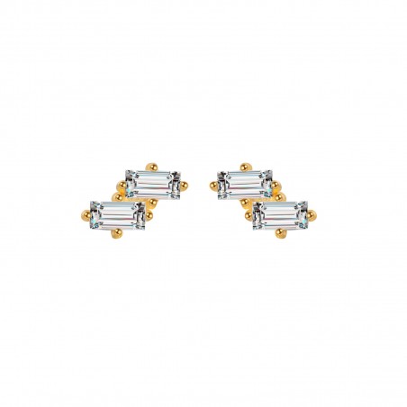 Pendientes Circonita 8*4,25mm Bañado Oro y Plata Rodiada