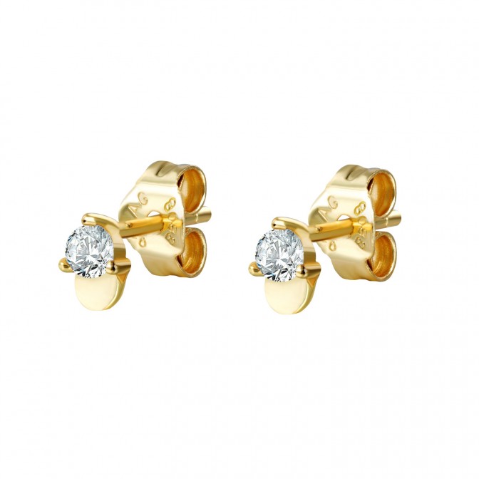 Pendientes Circonita Con Chapa - 5 mm