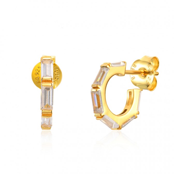 Pendientes Circonita Negra Aro 13mm Plata