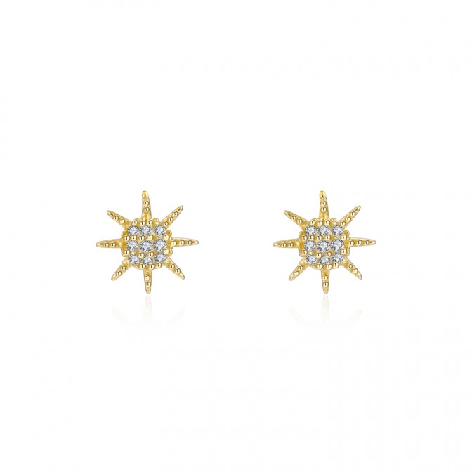 Pendientes Circonita Negra Sol 7mm