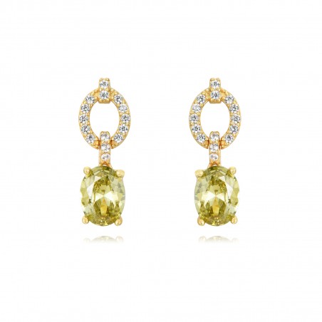 Pendientes Circonita oval - 20 mm - Bañada Oro